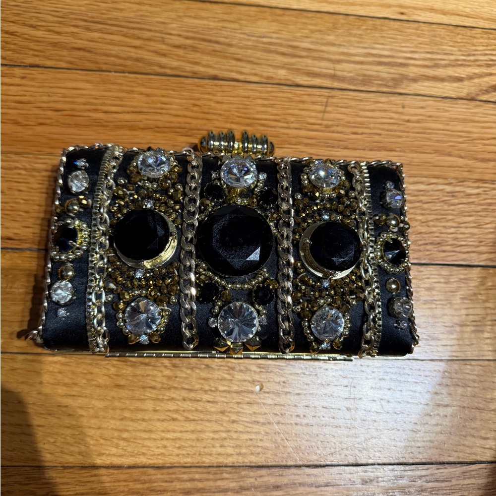 River Island Rhinestone Crystal Embellish Evening Prom Formal Jewel Clutch chain